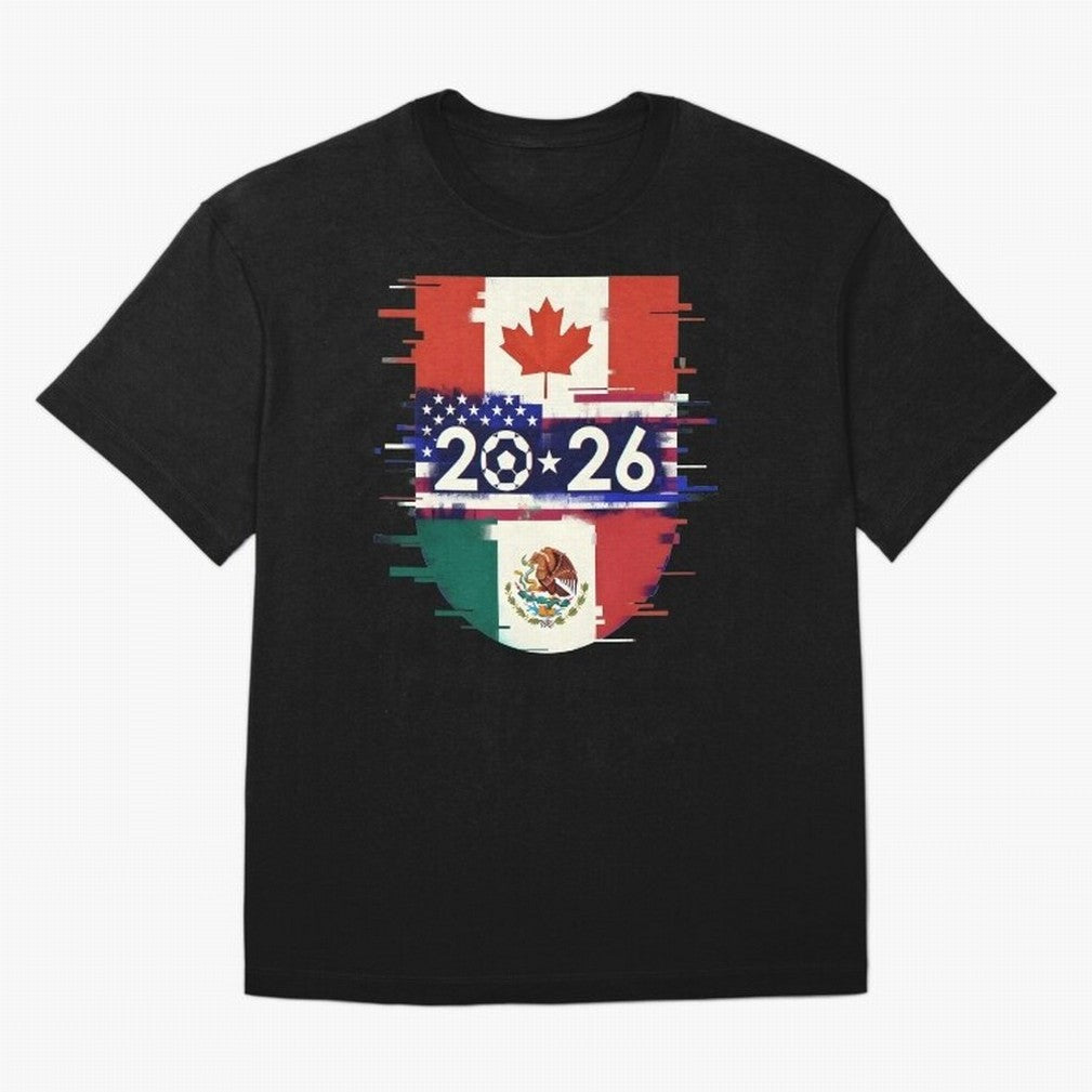Glitched United 2026 - North America Emblem Cup Classic T-Shirt Cheer through Every Moment of the FIFA World Cup 2026 USA Canada Mexico Journey through Messi, Neymar and Mbappe Highlights, Germany Pride, Match Day Excitement, Supporter Culture,