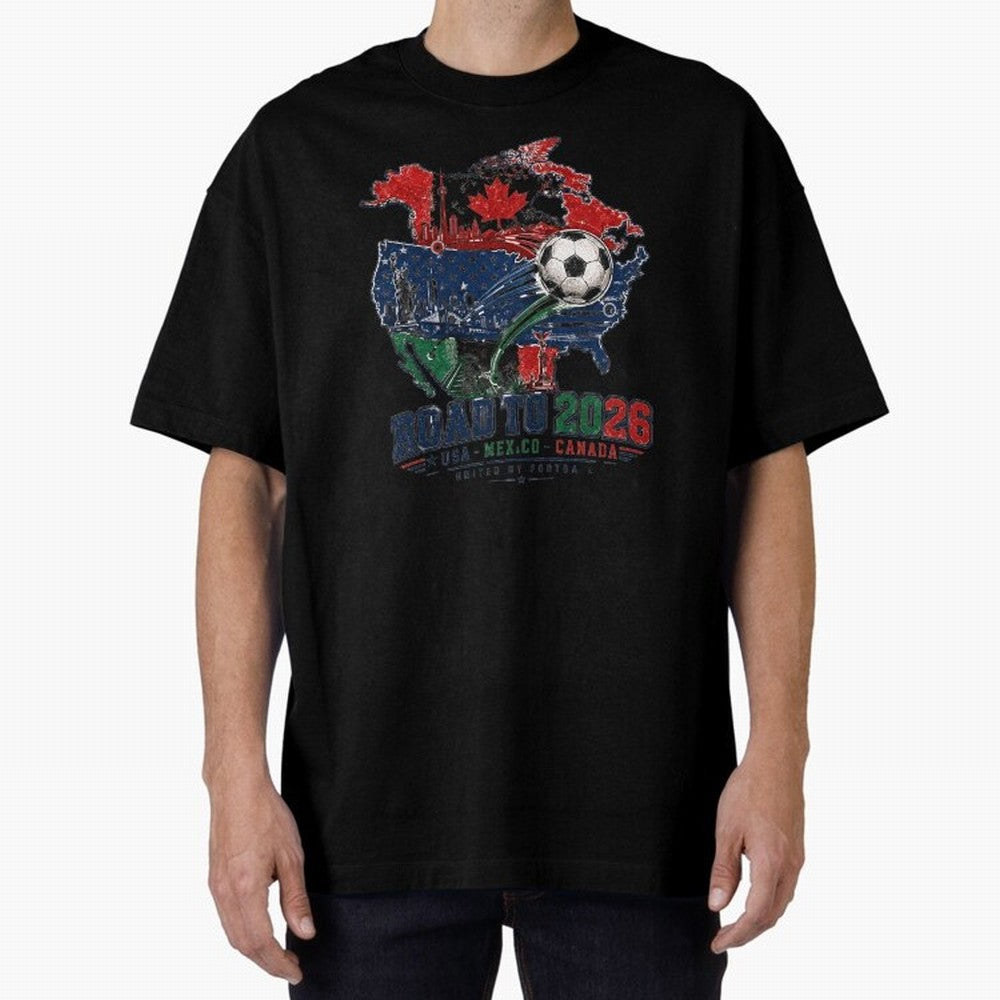 Road to 2026 USA Mexico Canada Soccer Badge Classic T-Shirt Feel the Roar of FIFA World Cup 2026 Group Stage Driven by Messi, CR7 and Mbappe, Portugal, Spain and Germany Energy, Vintage Soccer Flavor, Modern Football Stars, National Flags and Final