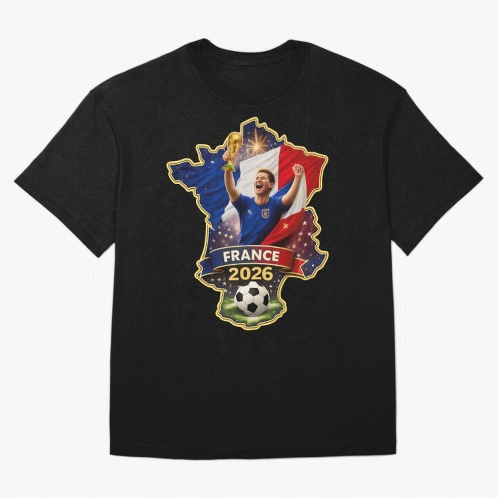 France Map Silhouette 2026 Football Victory Graphic Classic T-Shirt Elevate FIFA World Cup 2026 Driven by CR7 and Messi, Brazil, Portugal and Argentina Energy, Stadium Chants, National Pride, Trophy Dreams and Unforgettable Football Memories;