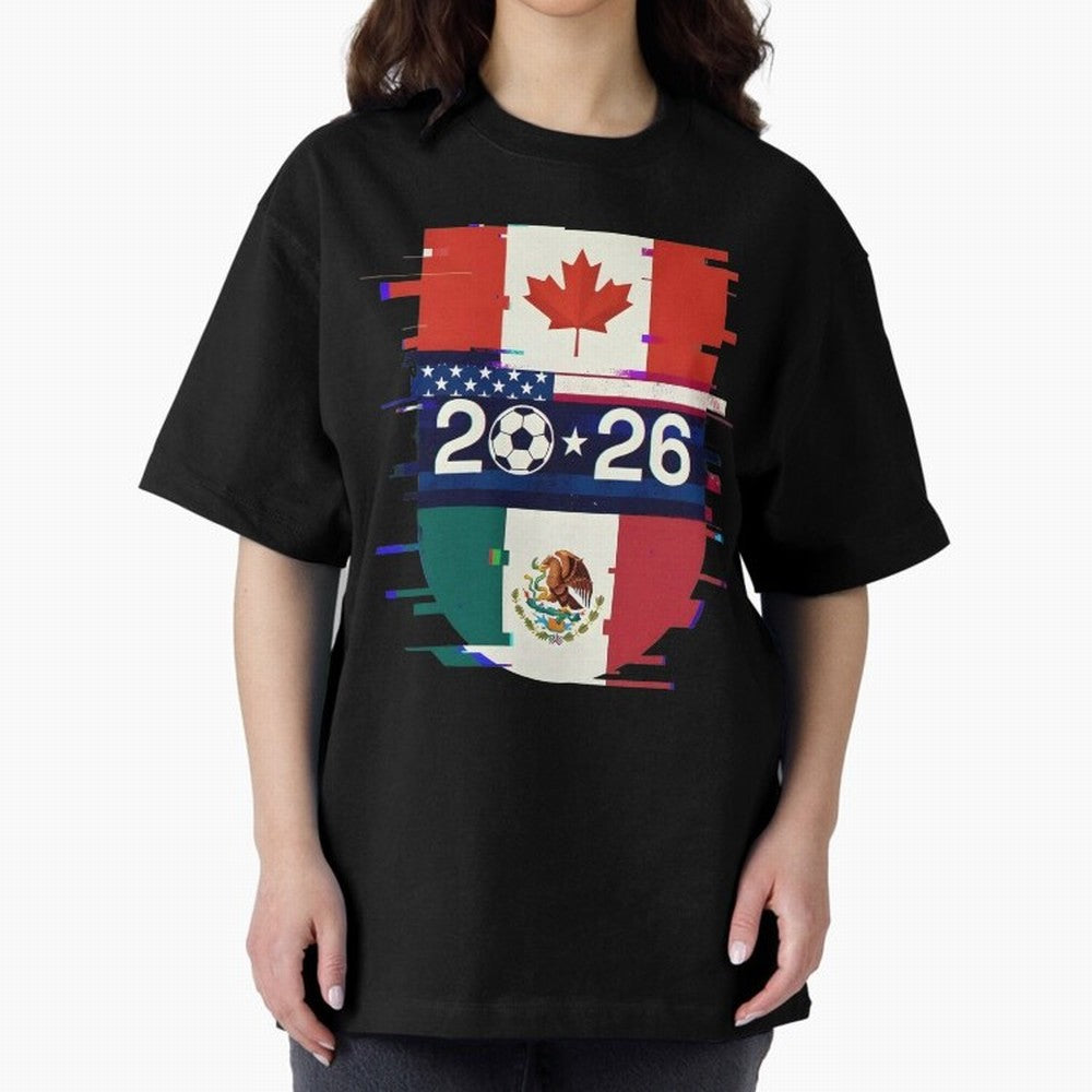 Glitched United 2026 - North America Emblem Cup Classic T-Shirt Build the FIFA World Cup 2026 Group Stage Journey through Neymar, Haaland and Cristiano Ronaldo Highlights, England Pride, Goal Celebration Energy, Supporter Heritage, Football Icons