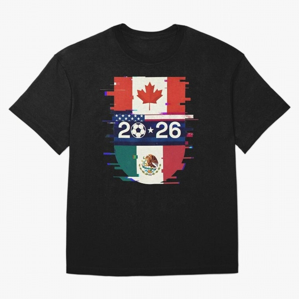 Glitched United 2026 - North America Emblem Cup Classic T-Shirt Build the FIFA World Cup 2026 Group Stage Journey through Neymar, Haaland and Cristiano Ronaldo Highlights, England Pride, Goal Celebration Energy, Supporter Heritage, Football Icons