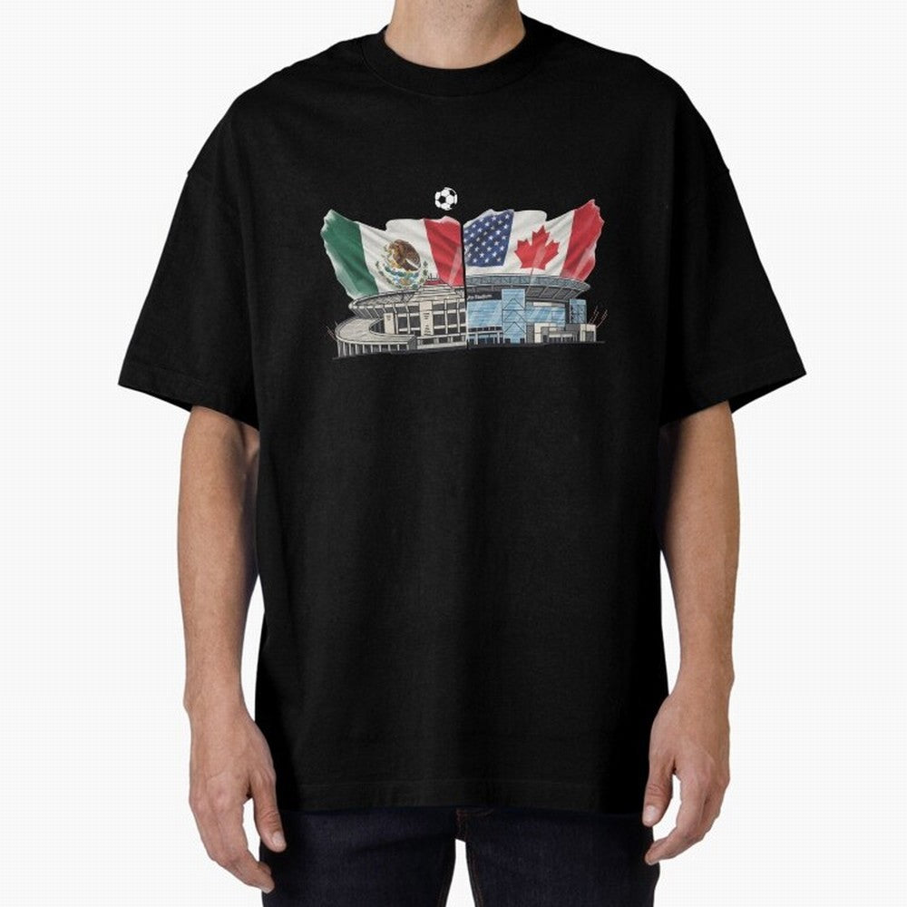 2026 World Cup Opening & Final ¨C Azteca Stadium Mexico & MetLife Stadium USA ¨C Football Design with Mexican, Canadian & US Flags Classic T-Shirt Honor Football Greatness during FIFA World Cup 2026 USA Canada Mexico Spirit, Driven by Portugal,