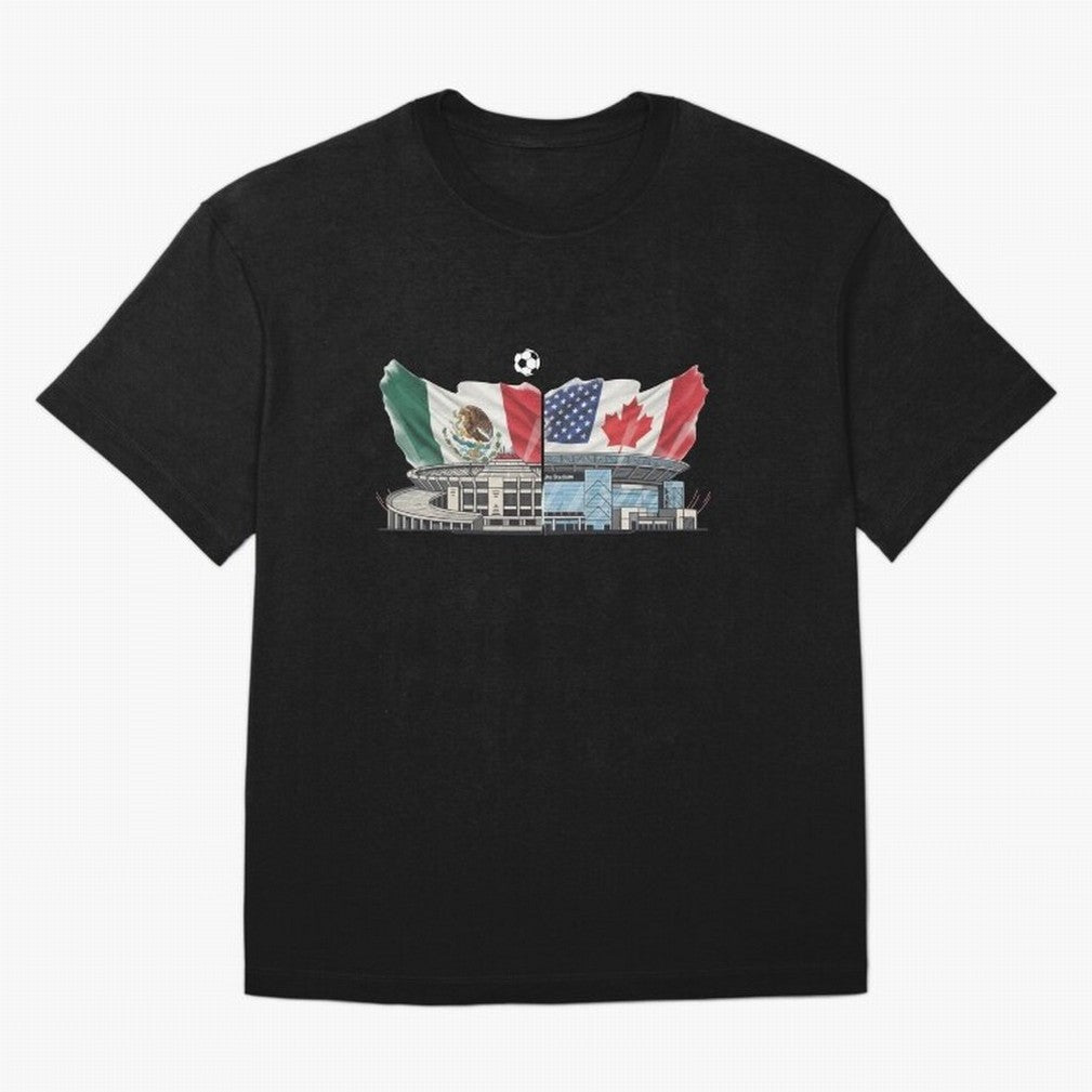 2026 World Cup Opening & Final ¨C Azteca Stadium Mexico & MetLife Stadium USA ¨C Football Design with Mexican, Canadian & US Flags Classic T-Shirt Honor Football Greatness during FIFA World Cup 2026 USA Canada Mexico Spirit, Driven by Portugal,