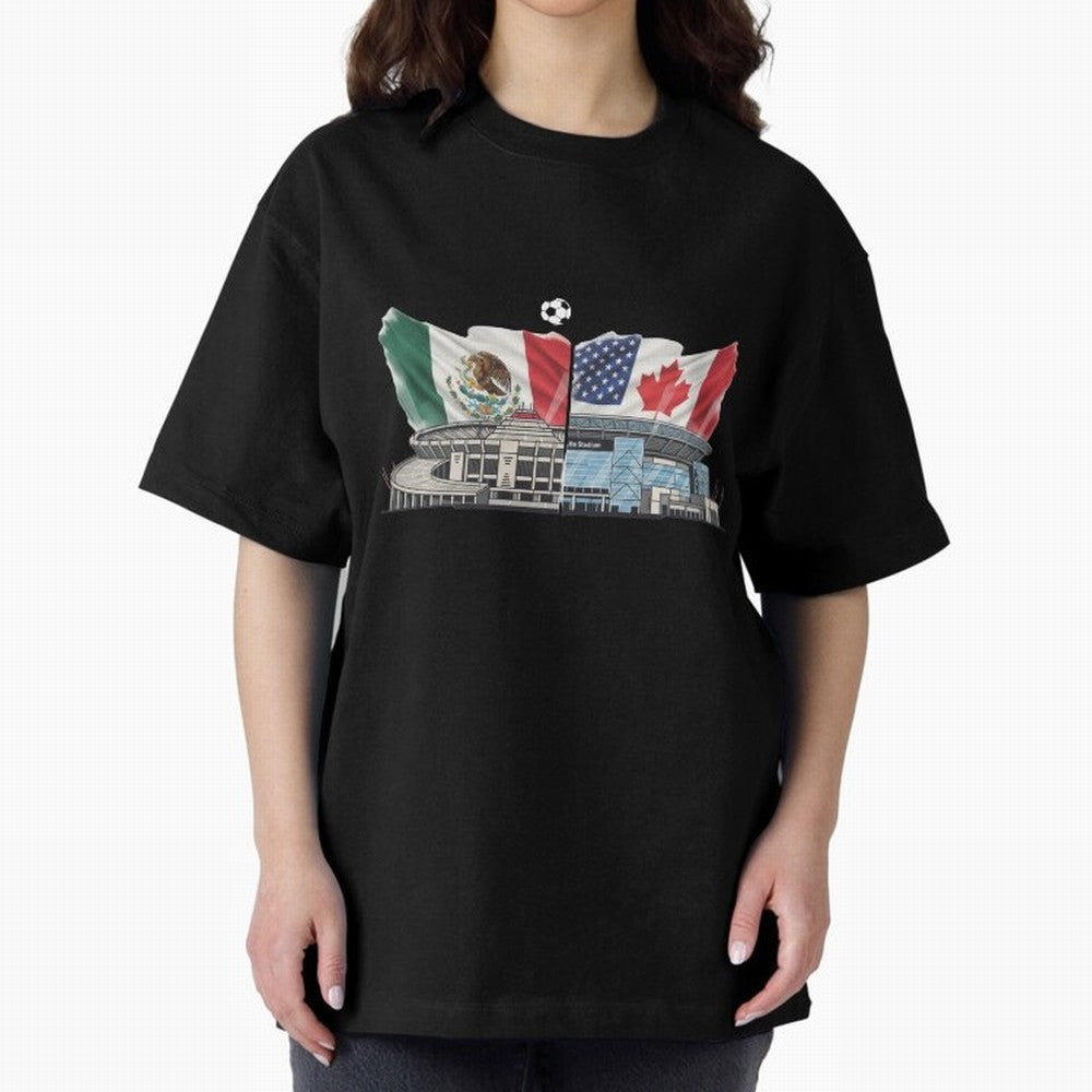 2026 World Cup Opening & Final ¨C Azteca Stadium Mexico & MetLife Stadium USA ¨C Football Design with Mexican, Canadian & US Flags Classic T-Shirt Honor Football Greatness during FIFA World Cup 2026 USA Canada Mexico Spirit, Driven by Portugal,