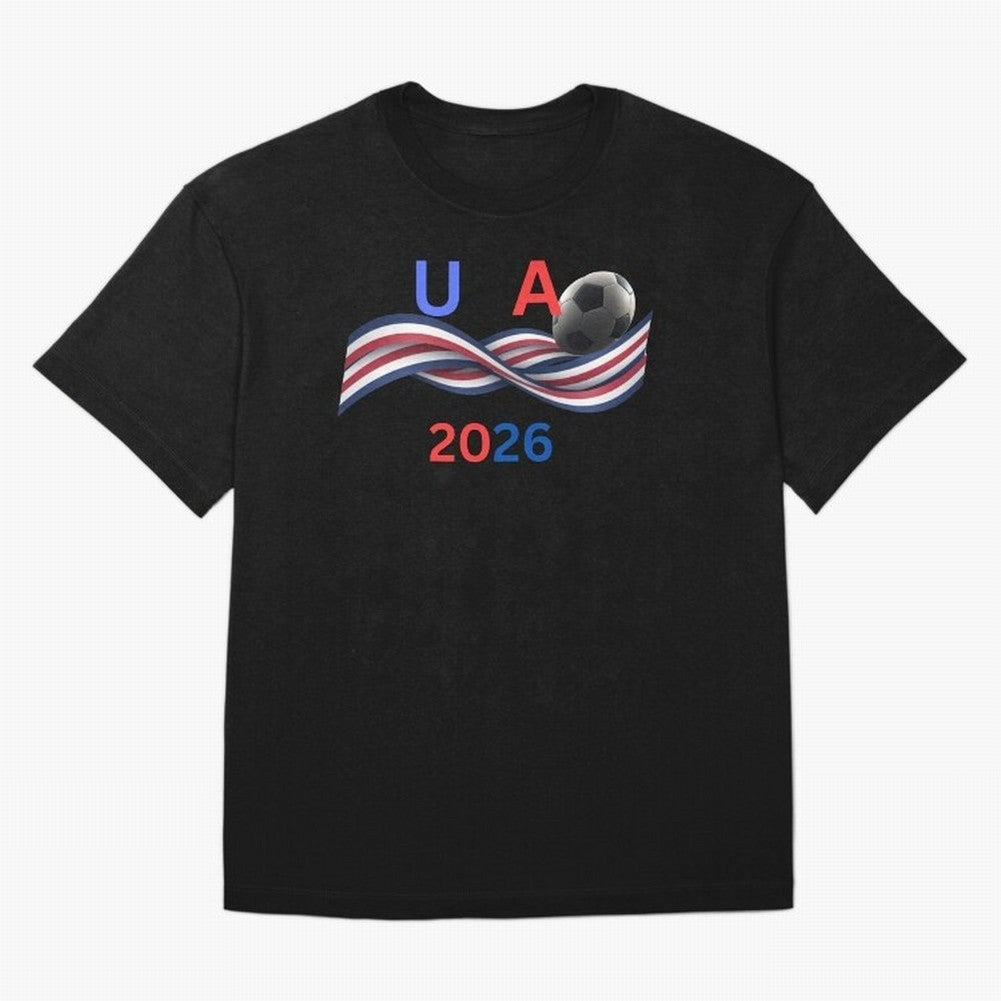 USA 2026 Soccer Ball With Waving Flag - United States Football Team Support? Classic T-Shirt Stand Proud for FIFA World Cup 2026 Capturing Neymar, Netherlands Energy, Retro Football Energy, Iconic Rivalries, Trophy Chase Drama and Stadium