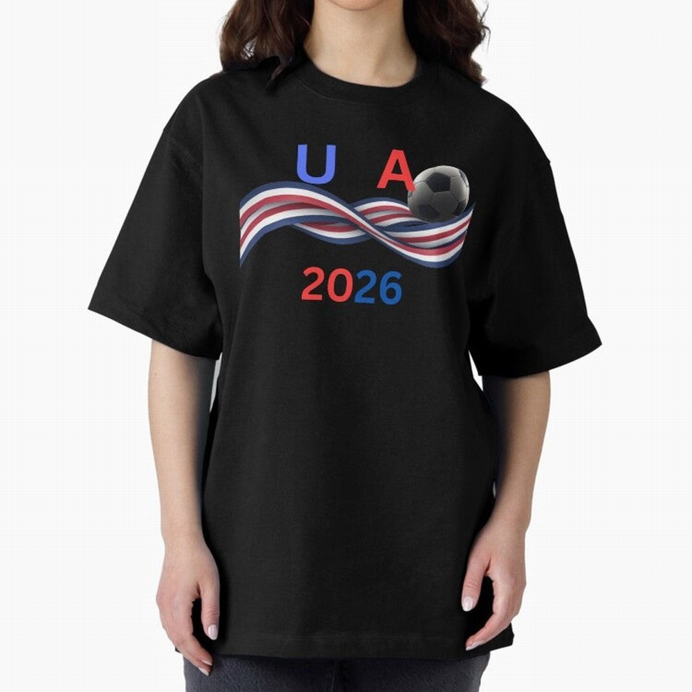 USA 2026 Soccer Ball With Waving Flag - United States Football Team Support? Classic T-Shirt Stand Proud for FIFA World Cup 2026 Capturing Neymar, Netherlands Energy, Retro Football Energy, Iconic Rivalries, Trophy Chase Drama and Stadium