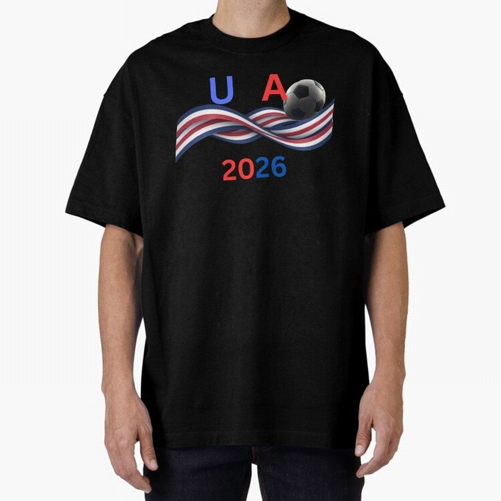 USA 2026 Soccer Ball With Waving Flag - United States Football Team Support? Classic T-Shirt Stand Proud for FIFA World Cup 2026 Capturing Neymar, Netherlands Energy, Retro Football Energy, Iconic Rivalries, Trophy Chase Drama and Stadium