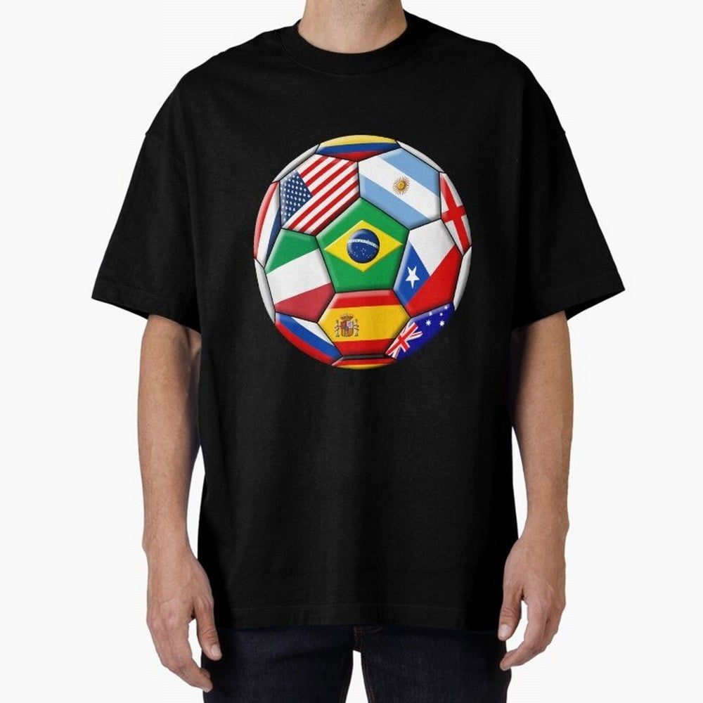 Soccer with various flags Classic T-Shirt Show Your Love for FIFA World Cup 2026 Spirit, with Germany, Messi, CR7 and Mbappe, Match Day Excitement, Supporter Culture, Golden Goals and Global Football Passion; Ideal for Passionate Fans Who Love