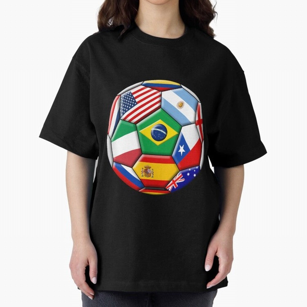 Soccer with various flags Classic T-Shirt Show Your Love for FIFA World Cup 2026 Spirit, with Germany, Messi, CR7 and Mbappe, Match Day Excitement, Supporter Culture, Golden Goals and Global Football Passion; Ideal for Passionate Fans Who Love