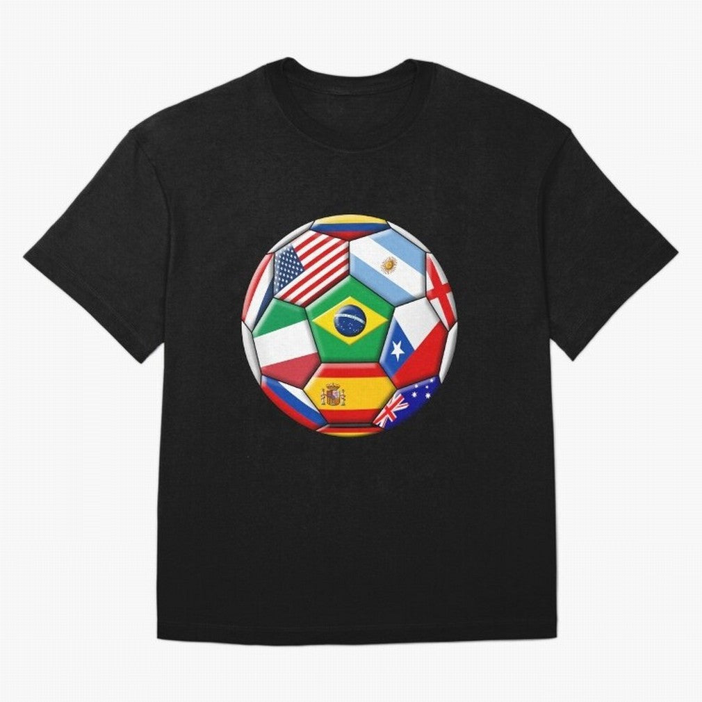 Soccer with various flags Classic T-Shirt Show Your Love for FIFA World Cup 2026 Spirit, with Germany, Messi, CR7 and Mbappe, Match Day Excitement, Supporter Culture, Golden Goals and Global Football Passion; Ideal for Passionate Fans Who Love