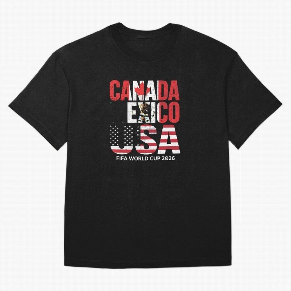 United 2026 World Cup - Canada, Mexico, USA Flags T-Shirt_83138002 Classic T-Shirt Capture FIFA World Cup 2026 for Fans of Messi, Neymar and Mbappe and Netherlands, Bringing Soccer Culture, Superstar Moments, National Team Dreams and Competitive