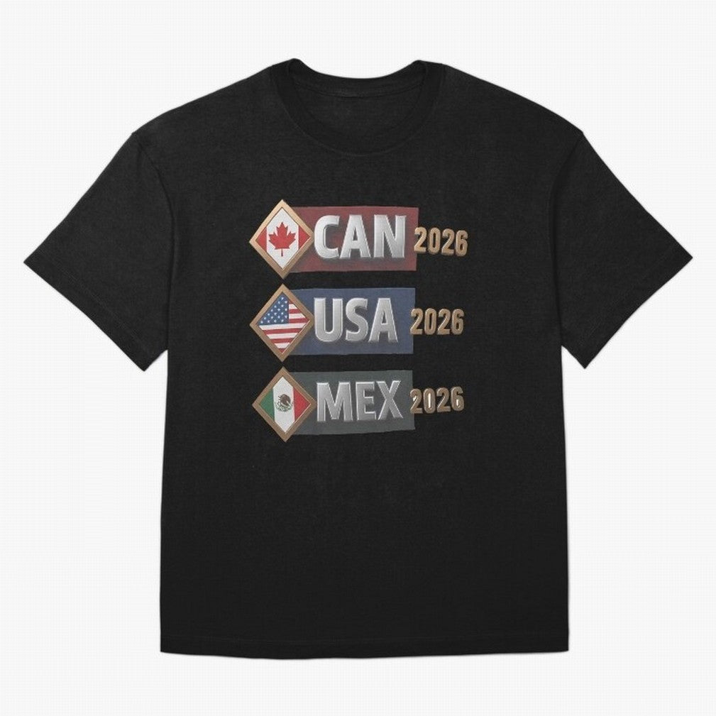 CAN USA MEx 2026 Flags, Canada USA Mexico Soccer Tournament Classic T-Shirt Keep the Legacy of the FIFA World Cup 2026 USA Canada Mexico Journey through Mbappe Highlights, Brazil Pride, Stadium Chants, National Pride, Trophy Dreams and
