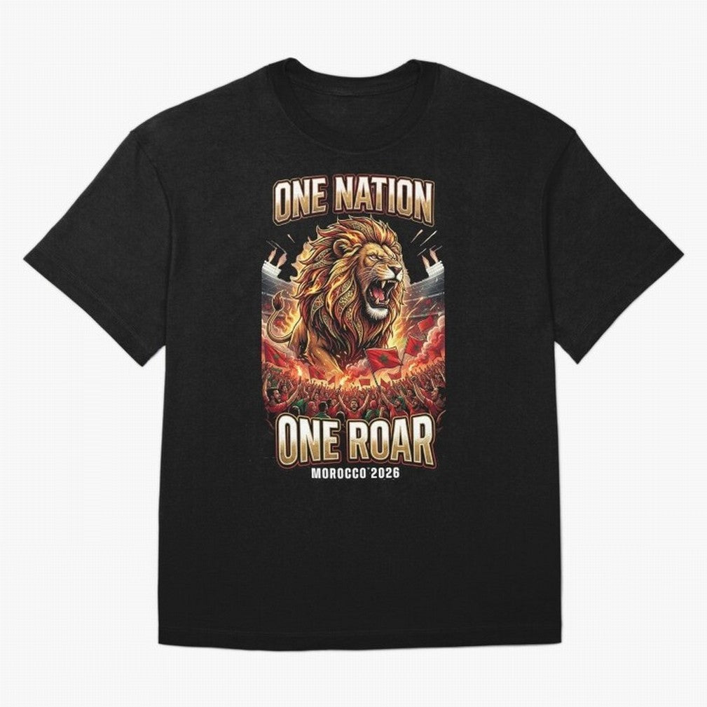 Morocco Football Fan - One Roar One Nation Classic T-Shirt Carry National Pride through Match Day Hype around FIFA World Cup 2026, Messi, England, Football History, Final Match Energy, Crowd Noise and Once in a Lifetime Moments; Built for
