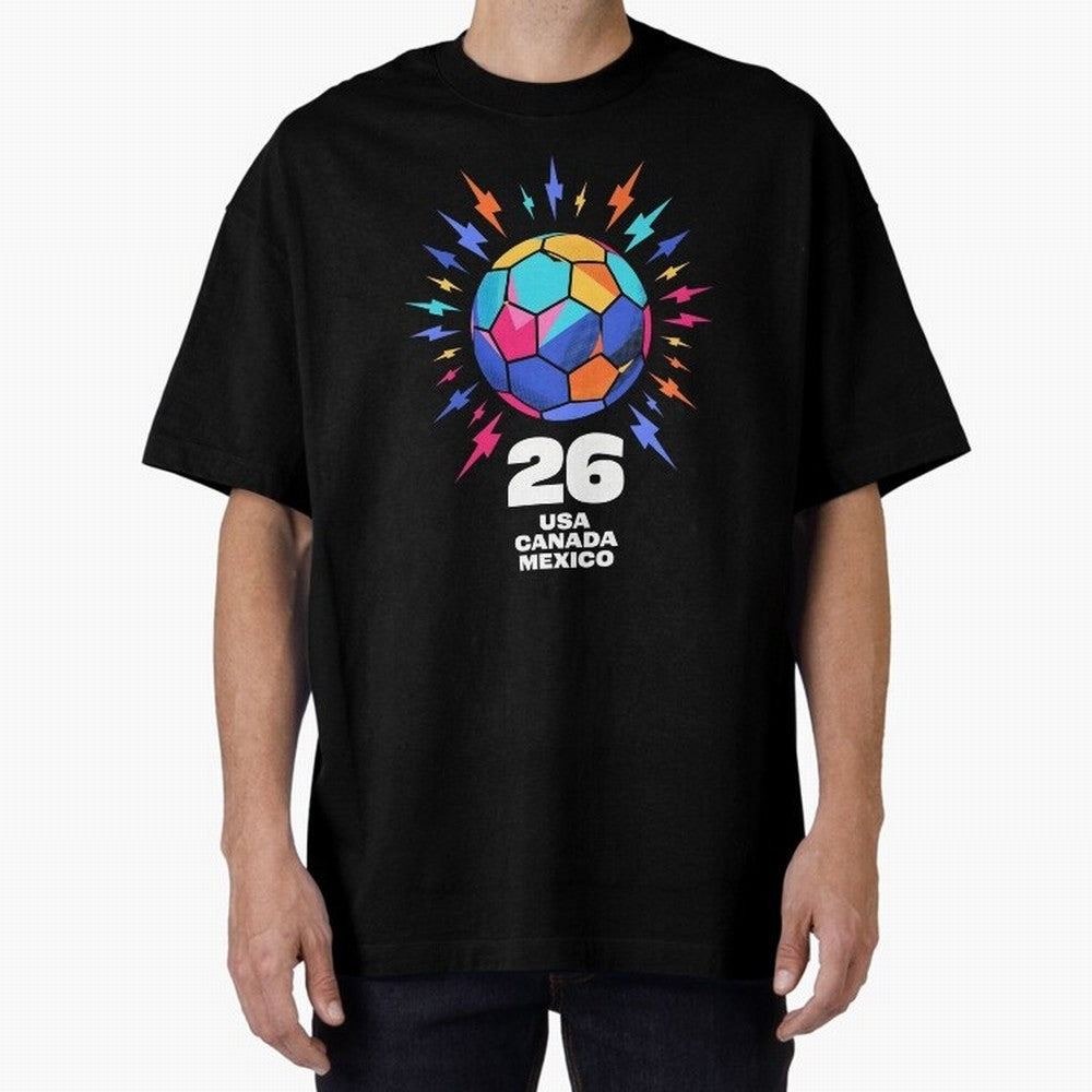 2026 Colorful Soccer Ball USA Canada Mexico 26 Classic T-Shirt Experience the Global Stage of Global Football Passion for FIFA World Cup 2026 USA Canada Mexico, Highlighting Mbappe, Spain and Netherlands, Fan Favorite Moments, National Team