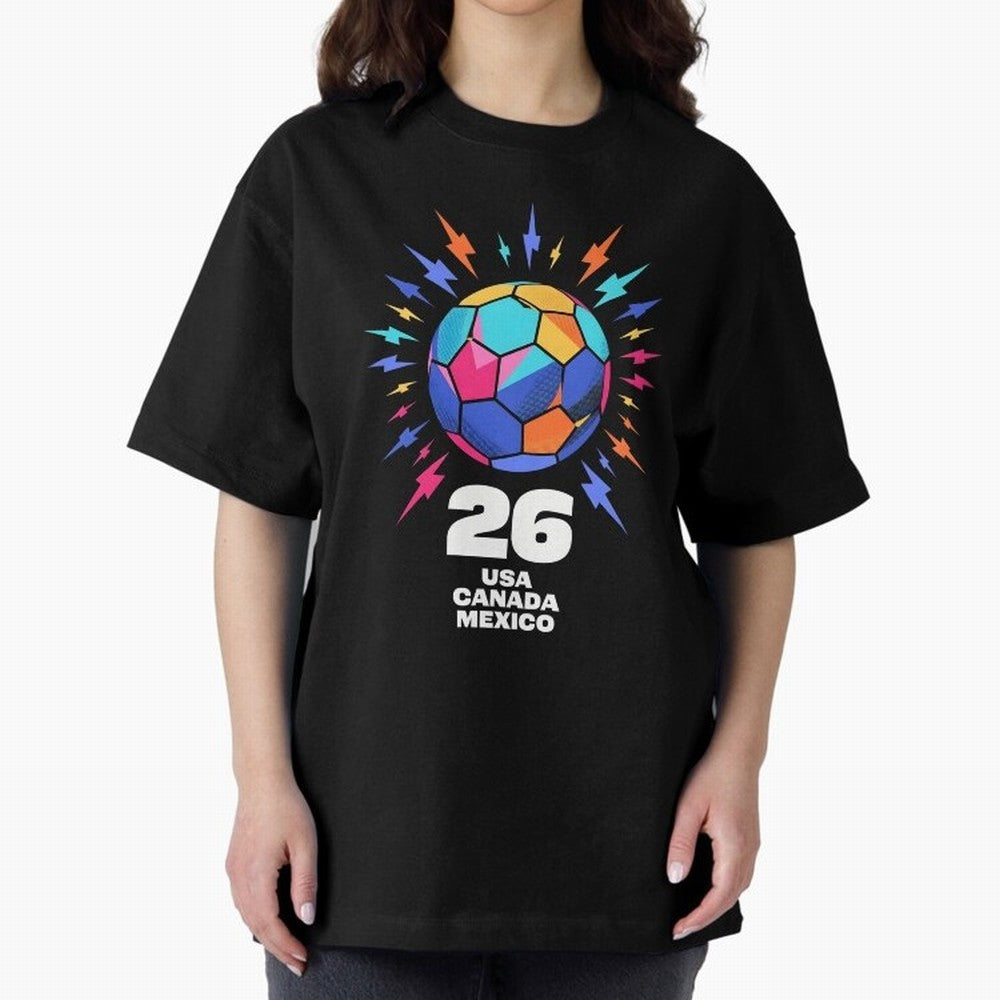 2026 Colorful Soccer Ball USA Canada Mexico 26 Classic T-Shirt Experience the Global Stage of Global Football Passion for FIFA World Cup 2026 USA Canada Mexico, Highlighting Mbappe, Spain and Netherlands, Fan Favorite Moments, National Team