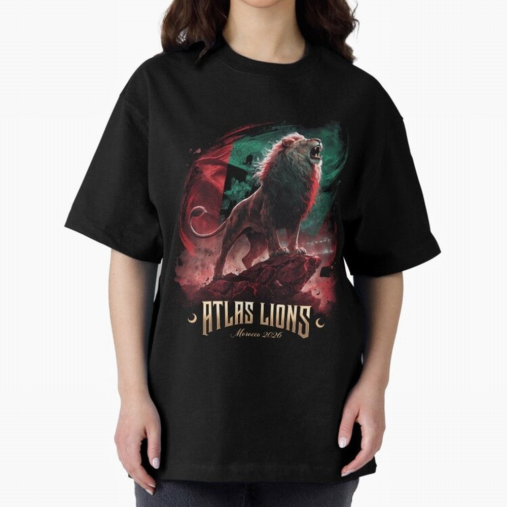 Morocco - The Atlas Lions Classic T-Shirt Enjoy the Biggest Football Party of Global Football Passion for FIFA World Cup 2026 USA Canada Mexico, Highlighting Mbappe, Argentina, Vintage Soccer Flavor, Modern Football Stars, National Flags and Final