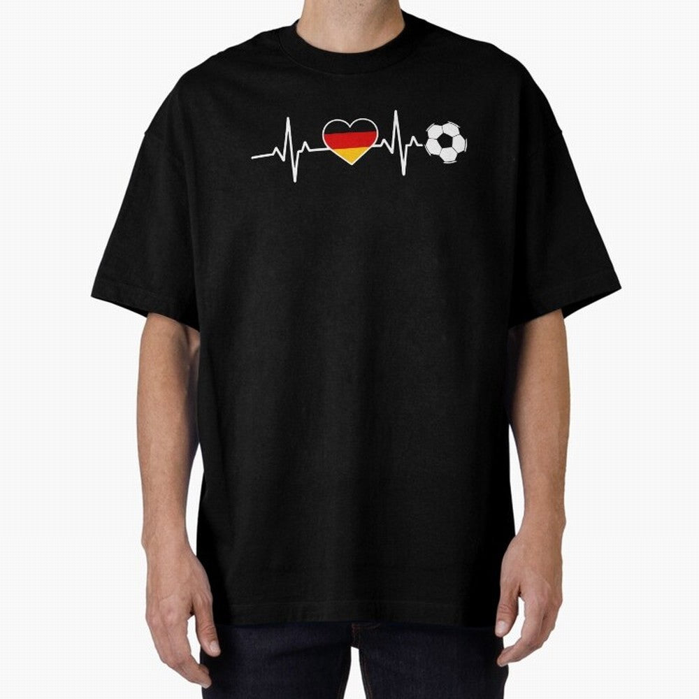 Germany Football Heartbeat | Deutschland Soccer Fan EKG Classic T-Shirt Support Global Football Passion for FIFA World Cup 2026, Celebrating Cristiano Ronaldo, Argentina, France and Brazil, Football History, Final Match Energy, Crowd Noise and Once