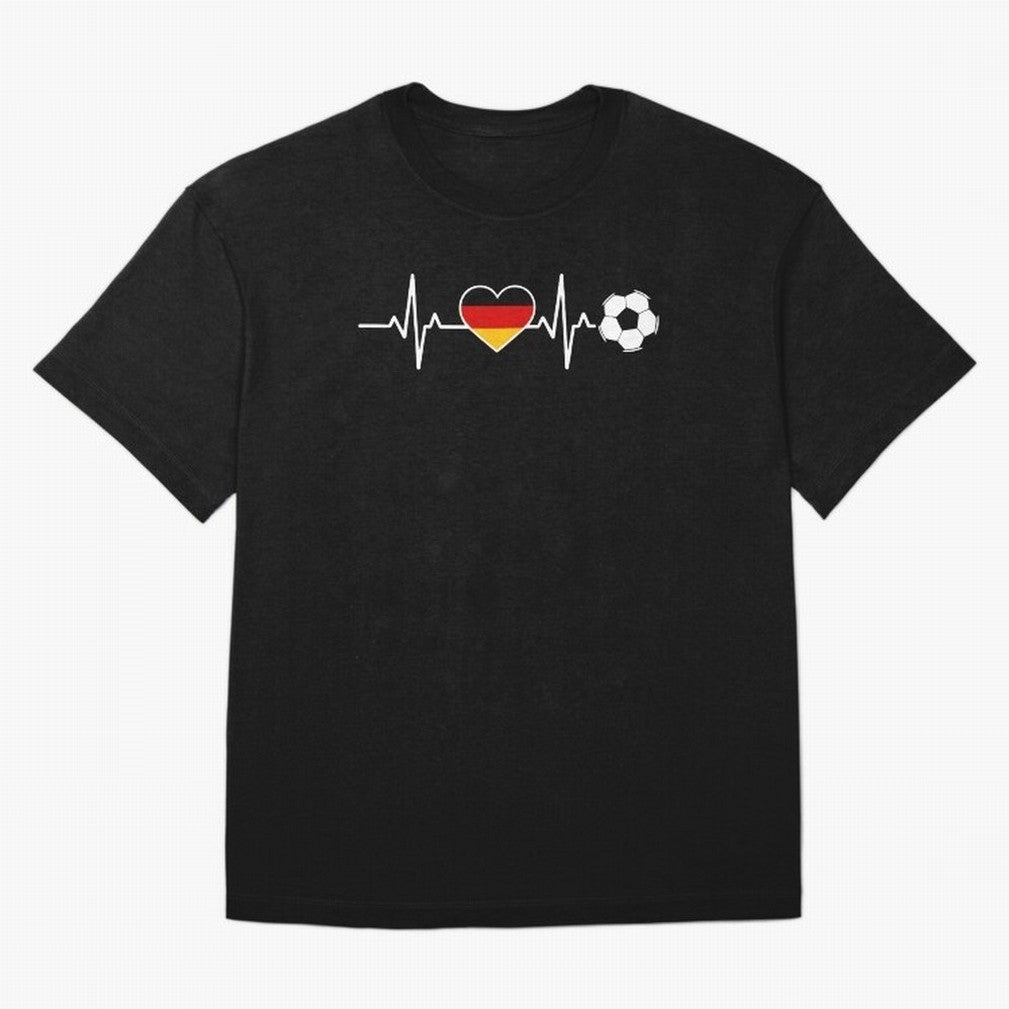 Germany Football Heartbeat | Deutschland Soccer Fan EKG Classic T-Shirt Support Global Football Passion for FIFA World Cup 2026, Celebrating Cristiano Ronaldo, Argentina, France and Brazil, Football History, Final Match Energy, Crowd Noise and Once
