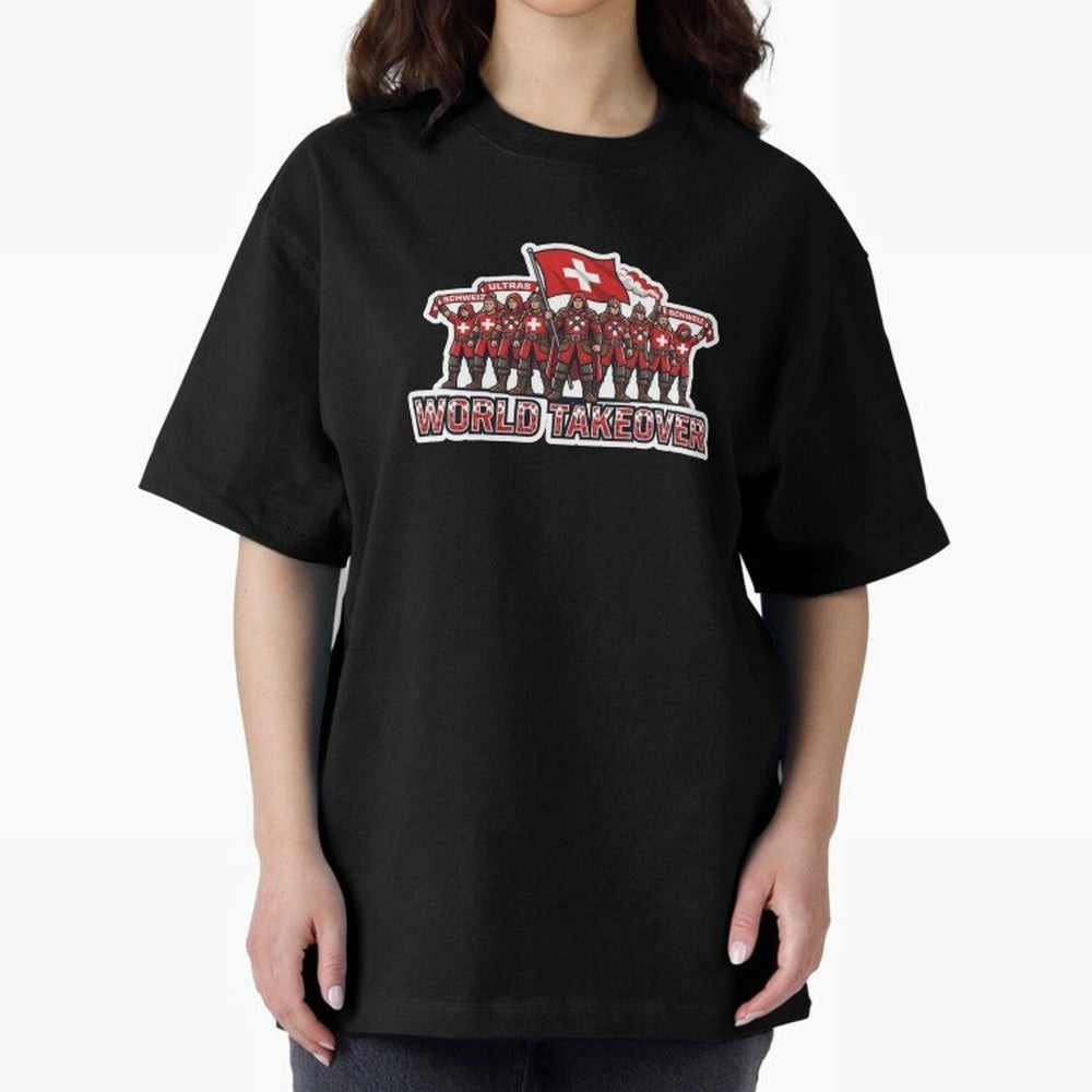 Switzerland Soccer Fans Power Rise Sticker 2026 Football Supporters Classic T-Shirt Celebrate the Stars of FIFA World Cup 2026 Group Stage Highlighting Messi, Neymar and Mbappe, Brazil, Portugal and Argentina Energy, Sports Nostalgia, International