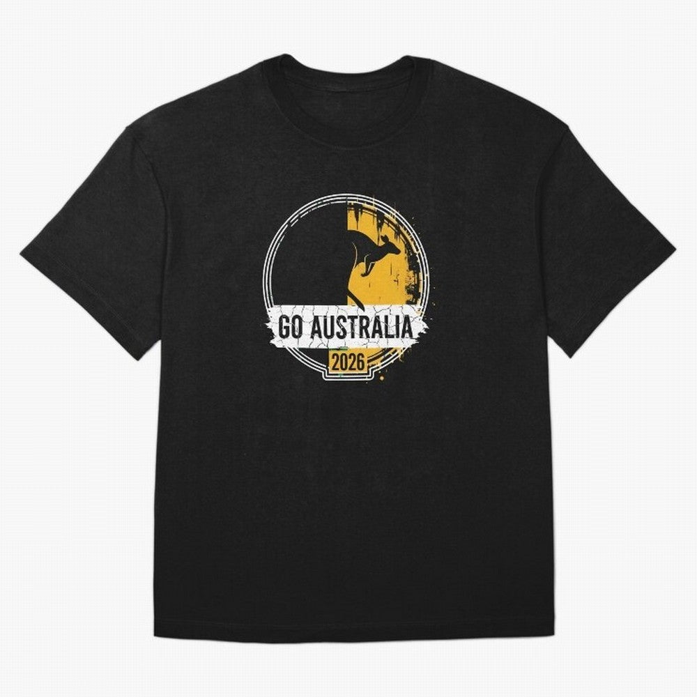 Golden Green Kangaroo Emblem Go Australia 2026 Supporter Design T-Shirt_83662099 Classic T-Shirt Join Supporters Worldwide for FIFA World Cup 2026 Group Stage with Haaland, Brazil Energy, Goal Celebration Energy, Supporter Heritage, Football Icons