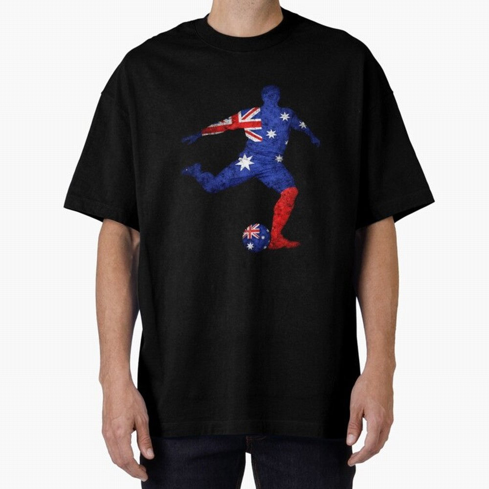 Australian Flag Silhouette Soccer World Cup Football Classic T-Shirt Bring Trophy Dreams to FIFA World Cup 2026 Group Stage Spirit, Filled with France and Portugal, CR7 and Messi, Tournament Hype, Historic Matchups, Family Viewing Parties and