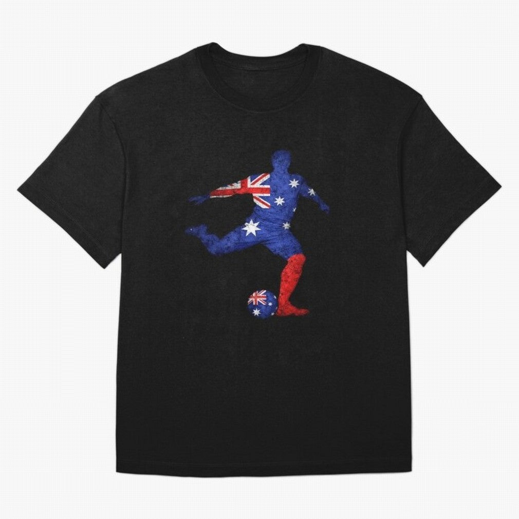 Australian Flag Silhouette Soccer World Cup Football Classic T-Shirt Bring Trophy Dreams to FIFA World Cup 2026 Group Stage Spirit, Filled with France and Portugal, CR7 and Messi, Tournament Hype, Historic Matchups, Family Viewing Parties and