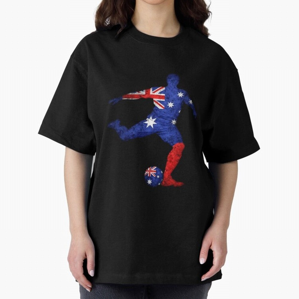 Australian Flag Silhouette Soccer World Cup Football Classic T-Shirt Bring Trophy Dreams to FIFA World Cup 2026 Group Stage Spirit, Filled with France and Portugal, CR7 and Messi, Tournament Hype, Historic Matchups, Family Viewing Parties and
