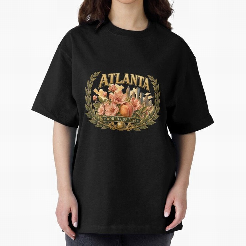 Elegant and Floral Atlanta 2026 World Cup Host City ¡ª Georgia Peach Laurel Wreath Classic T-Shirt Bring International Match Energy to FIFA World Cup 2026 USA Canada Mexico for Fans of Messi, Neymar and Mbappe and Brazil, Bringing Game Day Rituals,