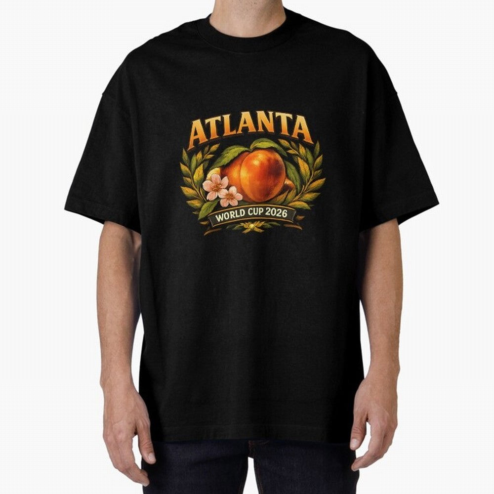 Atlanta 2026 World Cup Host City ¡ª Georgia Peach Laurel Wreath Classic T-Shirt Experience the Global Stage of FIFA World Cup 2026 Group Stage Spirit, Capturing Germany, Cristiano Ronaldo, Worldwide Fan Energy, Dramatic Goals, Stadium Lights and