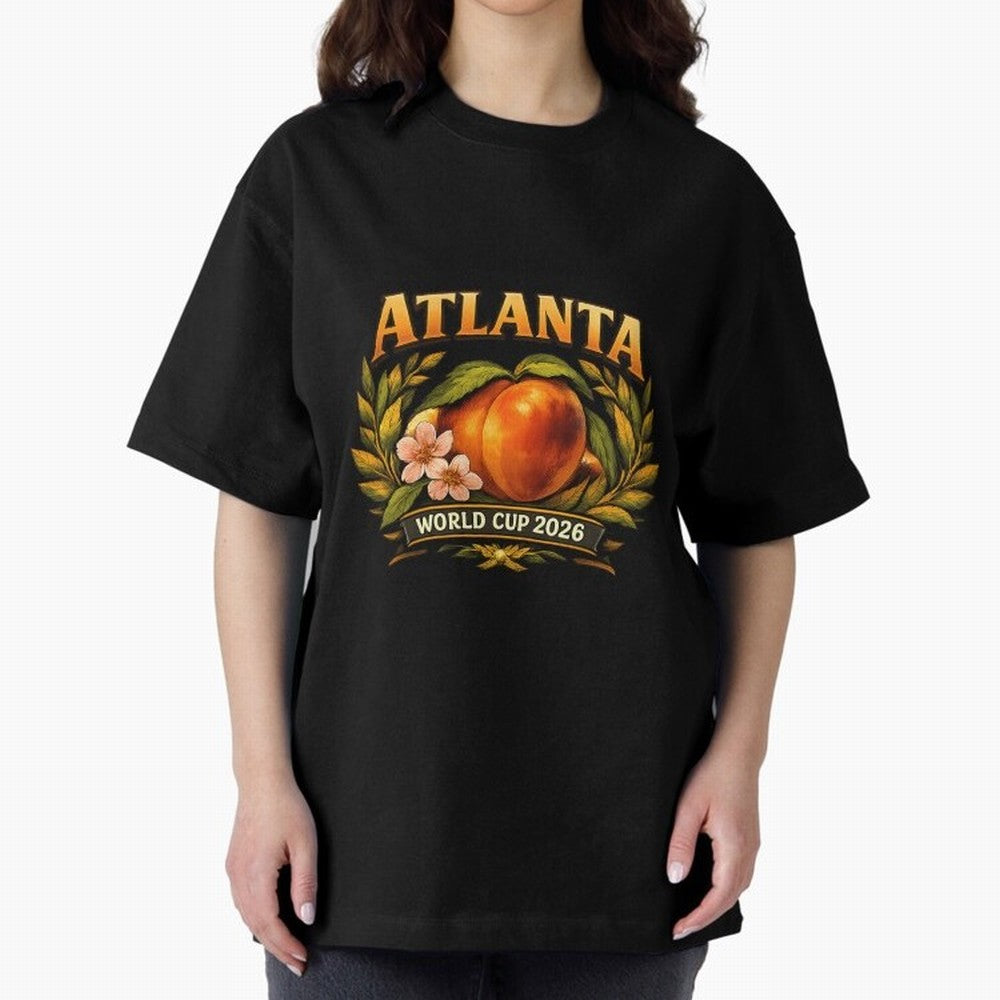 Atlanta 2026 World Cup Host City ¡ª Georgia Peach Laurel Wreath Classic T-Shirt Experience the Global Stage of FIFA World Cup 2026 Group Stage Spirit, Capturing Germany, Cristiano Ronaldo, Worldwide Fan Energy, Dramatic Goals, Stadium Lights and