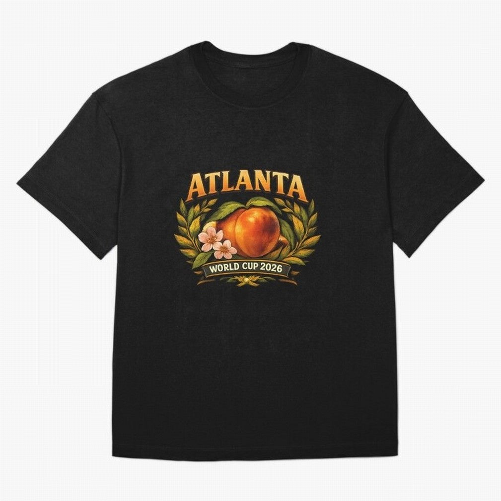 Atlanta 2026 World Cup Host City ¡ª Georgia Peach Laurel Wreath Classic T-Shirt Experience the Global Stage of FIFA World Cup 2026 Group Stage Spirit, Capturing Germany, Cristiano Ronaldo, Worldwide Fan Energy, Dramatic Goals, Stadium Lights and