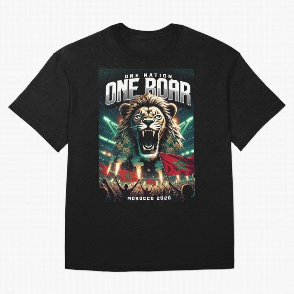 Morocco Football Team - One Nation, One Roar Classic T-Shirt Join the Global Buzz around FIFA World Cup 2026 Group Stage Spirit, Filled with France, Messi and Cristiano Ronaldo, Sports Nostalgia, International Competition, Famous Players and