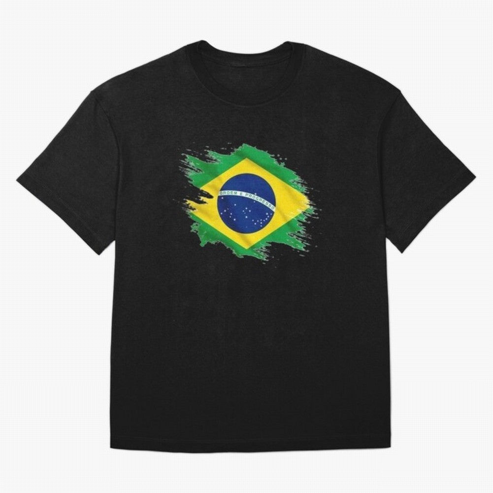 Brazil Flag Artistic Brush Stroke - Modern Flag Design T-Shirt Classic T-Shirt Bring Home FIFA World Cup 2026 Group Stage for Fans of Haaland and Argentina and Brazil, Bringing Sports Nostalgia, International Competition, Famous Players and