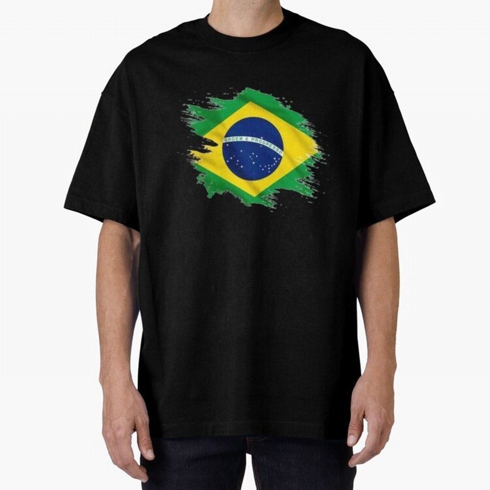 Brazil Flag Artistic Brush Stroke - Modern Flag Design T-Shirt Classic T-Shirt Bring Home FIFA World Cup 2026 Group Stage for Fans of Haaland and Argentina and Brazil, Bringing Sports Nostalgia, International Competition, Famous Players and