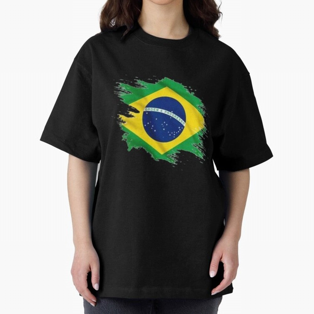Brazil Flag Artistic Brush Stroke - Modern Flag Design T-Shirt Classic T-Shirt Bring Home FIFA World Cup 2026 Group Stage for Fans of Haaland and Argentina and Brazil, Bringing Sports Nostalgia, International Competition, Famous Players and