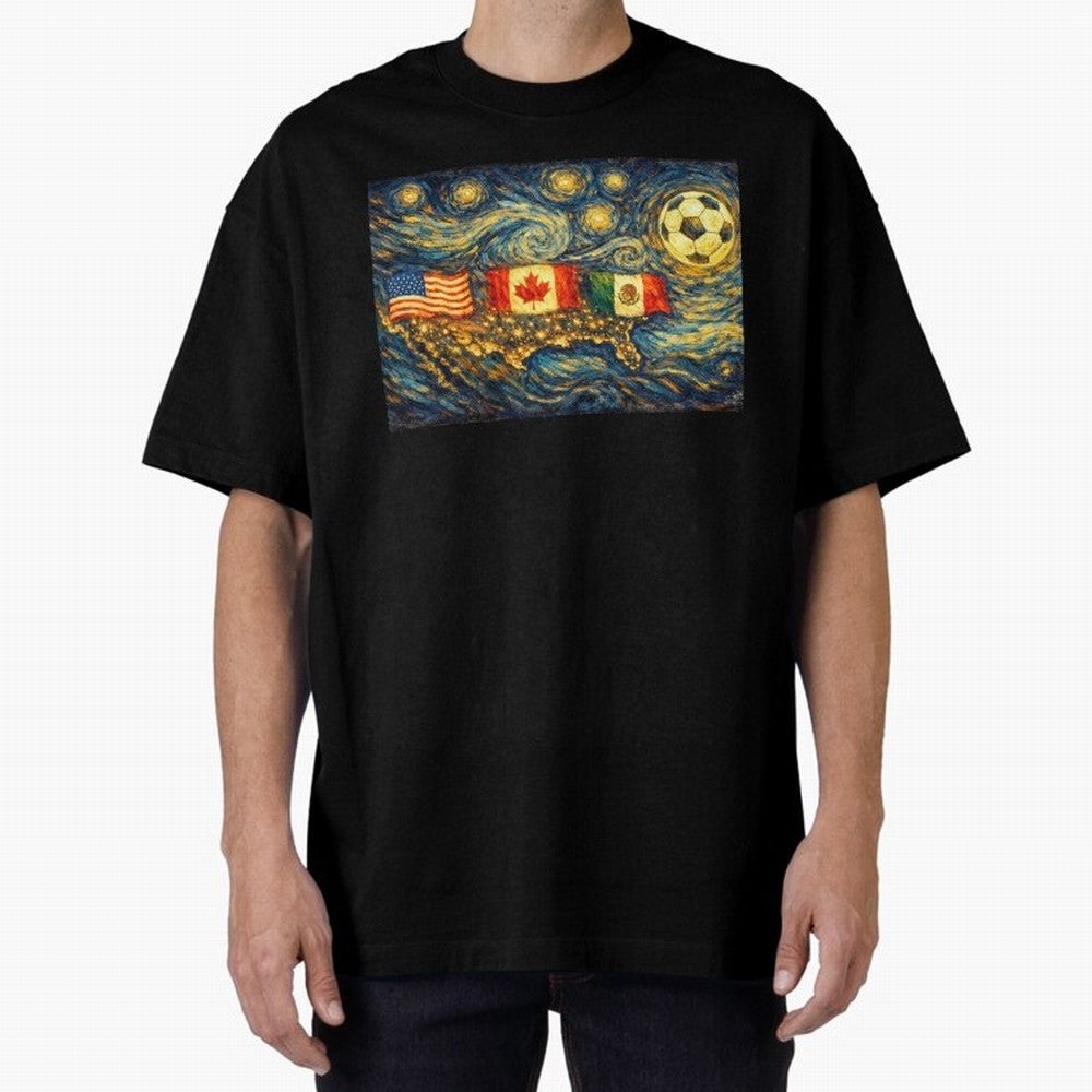 North America Soccer Starry Night Dreamy and Swirls Inspired from Van Gogh Classic T-Shirt Join the Global Buzz around FIFA World Cup 2026 Group Stage Made for Messi, CR7 and Mbappe, Argentina and Brazil Energy, Fan Favorite Moments, National Team