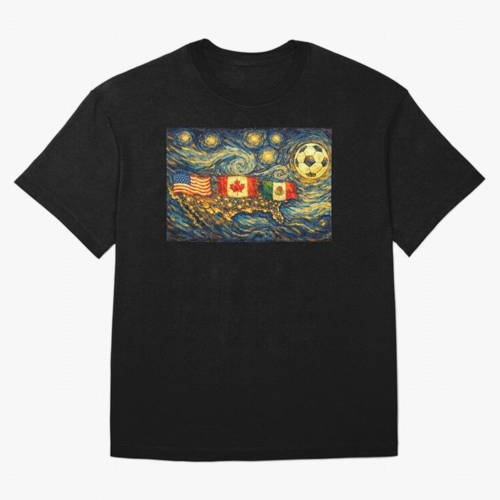 North America Soccer Starry Night Dreamy and Swirls Inspired from Van Gogh Classic T-Shirt Join the Global Buzz around FIFA World Cup 2026 Group Stage Made for Messi, CR7 and Mbappe, Argentina and Brazil Energy, Fan Favorite Moments, National Team
