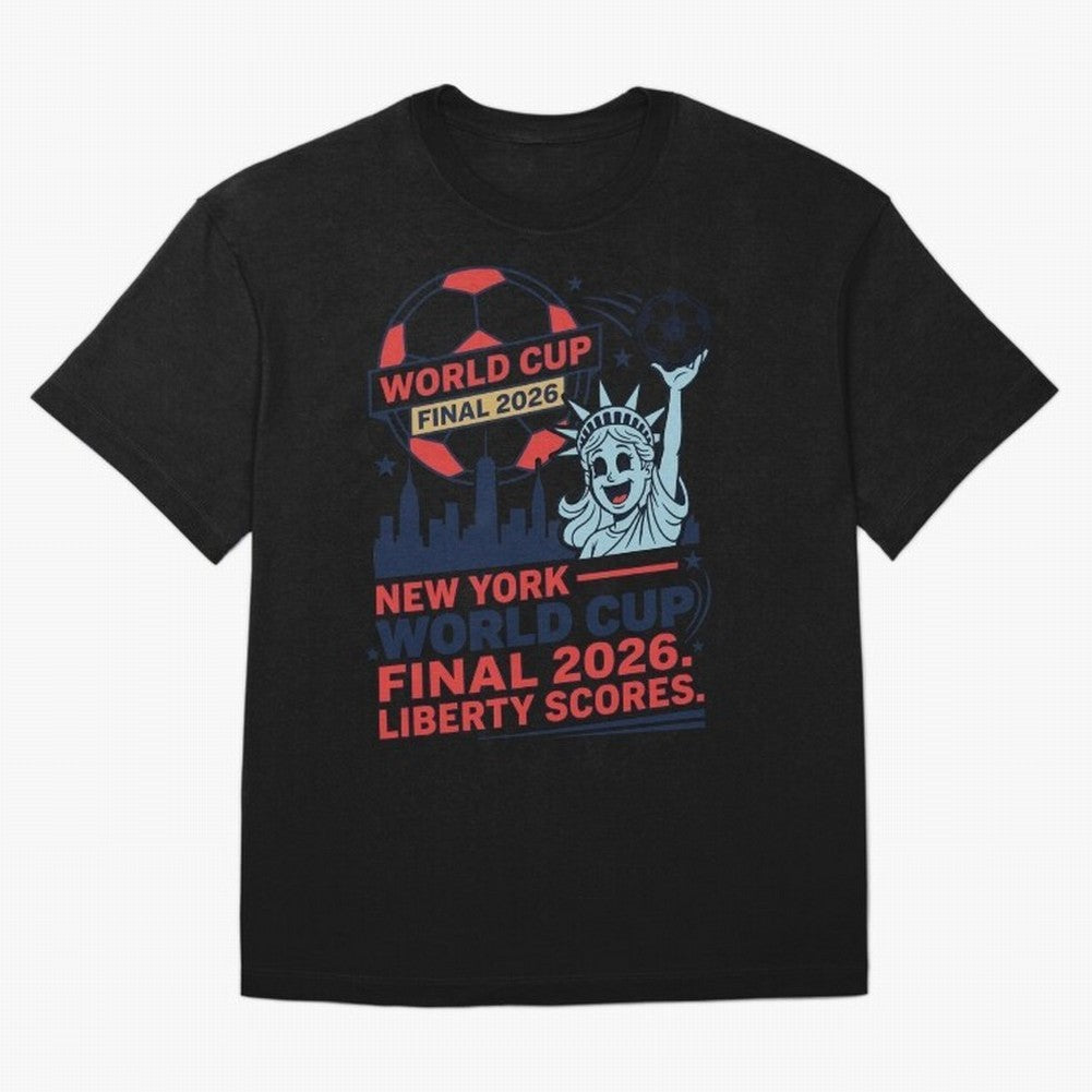 New York World Cup Final 2026 ¡ª Liberty Scores V1 Classic T-Shirt Bring Home FIFA World Cup 2026 USA Canada Mexico Driven by Messi, CR7 and Mbappe, England and Germany Energy, Retro Football Energy, Iconic Rivalries, Trophy Chase Drama and Stadium