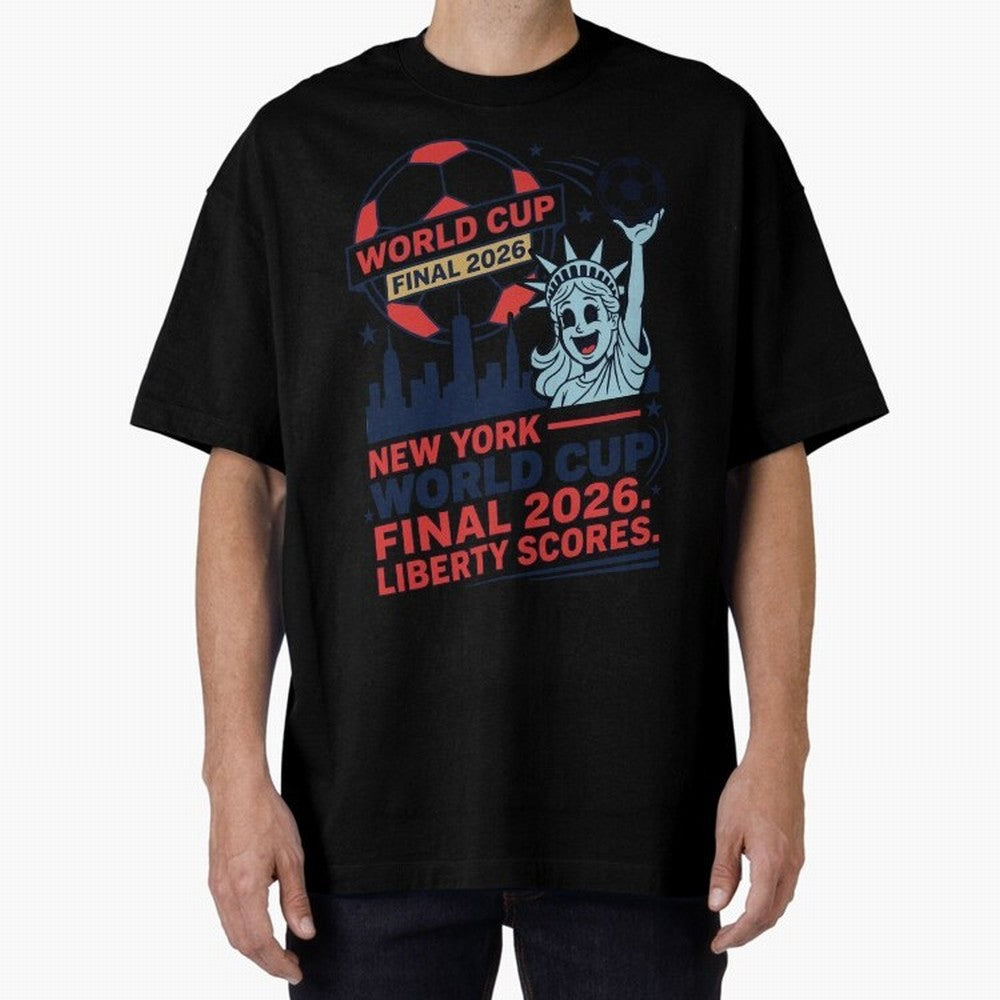New York World Cup Final 2026 ¡ª Liberty Scores V1 Classic T-Shirt Bring Home FIFA World Cup 2026 USA Canada Mexico Driven by Messi, CR7 and Mbappe, England and Germany Energy, Retro Football Energy, Iconic Rivalries, Trophy Chase Drama and Stadium