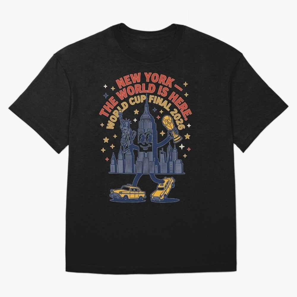 New York World Cup Final ¡ª The World Is Here V1 Classic T-Shirt Upgrade Match Day Hype around FIFA World Cup 2026 USA Canada Mexico, Messi, CR7 and Mbappe, Spain, Stadium Memories, Football Loyalty, International Chants and Championship Tradition;