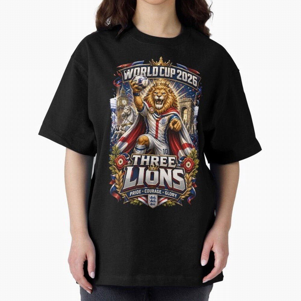 Three Lions World Cup 2026 Classic T-Shirt Celebrate Fan Culture around Global Football Passion for FIFA World Cup 2026, Centered on Messi, Argentina and Brazil, Global Supporter Spirit, Legendary Goals, National Colors and Tournament Celebration;