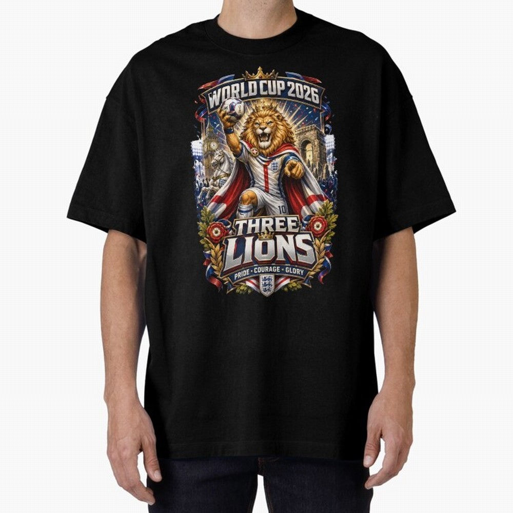 Three Lions World Cup 2026 Classic T-Shirt Celebrate Fan Culture around Global Football Passion for FIFA World Cup 2026, Centered on Messi, Argentina and Brazil, Global Supporter Spirit, Legendary Goals, National Colors and Tournament Celebration;