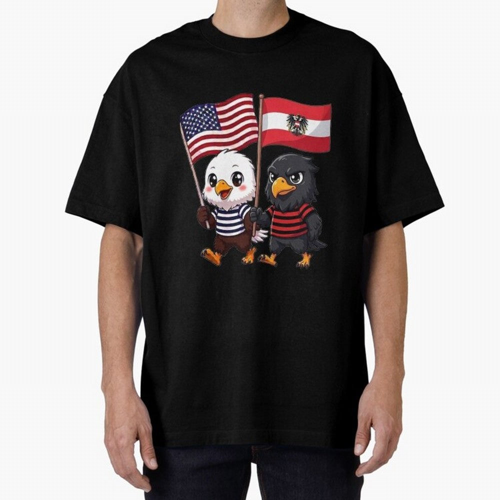 The American eagle and its friend, the Austrian eagle Classic T-Shirt Capture the FIFA World Cup 2026 Group Stage Journey through Mbappe and Neymar Highlights, France and Portugal Pride, Vintage Soccer Flavor, Modern Football Stars, National Flags