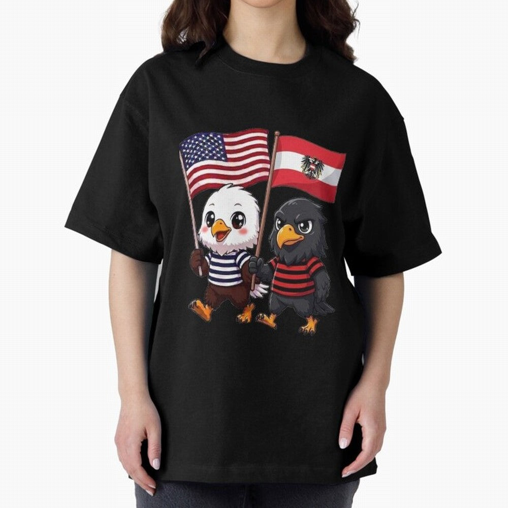 The American eagle and its friend, the Austrian eagle Classic T-Shirt Capture the FIFA World Cup 2026 Group Stage Journey through Mbappe and Neymar Highlights, France and Portugal Pride, Vintage Soccer Flavor, Modern Football Stars, National Flags