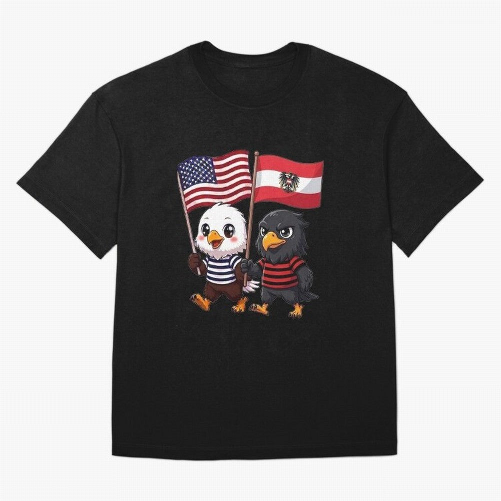 The American eagle and its friend, the Austrian eagle Classic T-Shirt Capture the FIFA World Cup 2026 Group Stage Journey through Mbappe and Neymar Highlights, France and Portugal Pride, Vintage Soccer Flavor, Modern Football Stars, National Flags