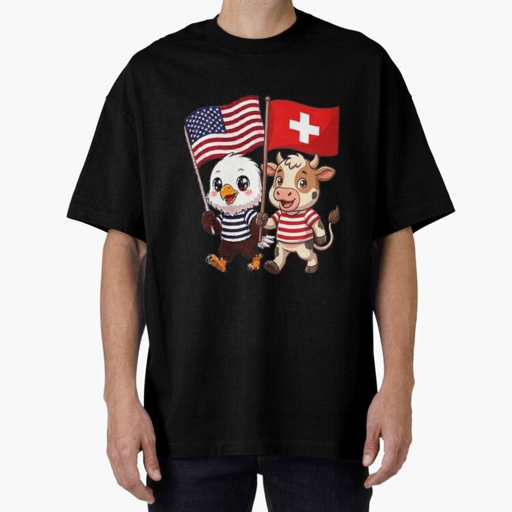The American eagle and its friend, the Swiss calf Classic T-Shirt Celebrate the Road through Match Day Hype around FIFA World Cup 2026 Group Stage, Cristiano Ronaldo, France and Portugal, Worldwide Fan Energy, Dramatic Goals, Stadium Lights and
