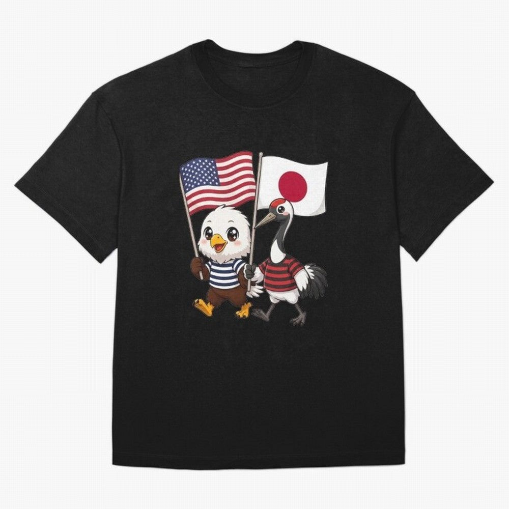 The American eagle and its friend, the Japanese crane Classic T-Shirt Back the Journey through FIFA World Cup 2026 USA Canada Mexico for Fans of Messi, CR7 and Mbappe and England, France and Netherlands, Bringing Soccer Culture, Superstar Moments,