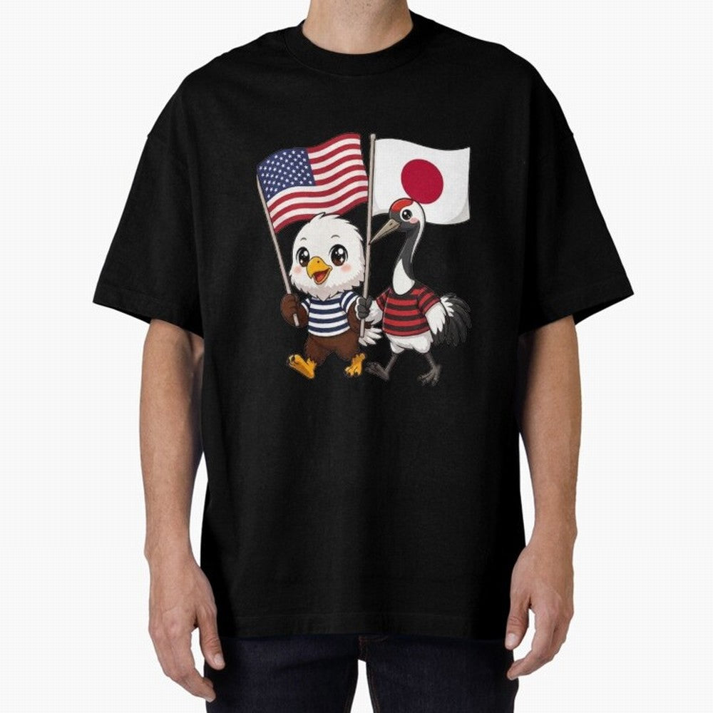 The American eagle and its friend, the Japanese crane Classic T-Shirt Back the Journey through FIFA World Cup 2026 USA Canada Mexico for Fans of Messi, CR7 and Mbappe and England, France and Netherlands, Bringing Soccer Culture, Superstar Moments,