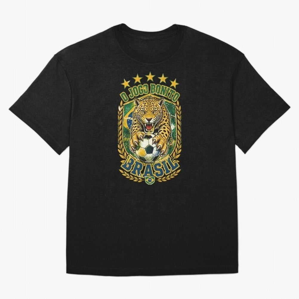 Brazil Soccer Jaguar - O Jogo Bonito Vintage 5 Stars Football Fan T-Shirt Classic T-Shirt Celebrate Fan Favorites in Global Football Passion for FIFA World Cup 2026 Group Stage, Filled with Messi, CR7 and Mbappe, Spain, Goal Celebration Energy,