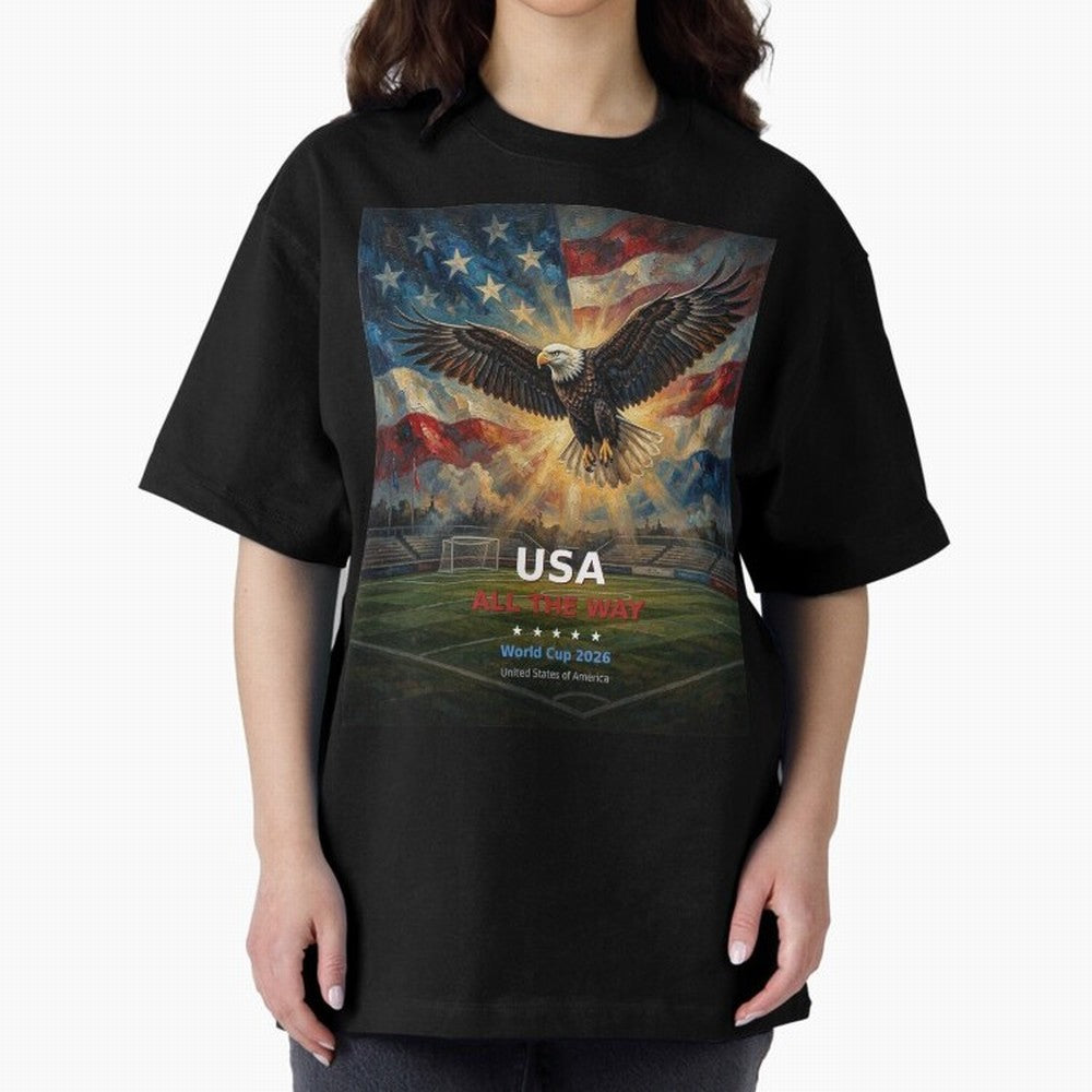 USA All The Way - American Eagle Soccer World Cup 2026 Tee Classic T-Shirt Join Global Football Passion for FIFA World Cup 2026 USA Canada Mexico, Filled with Mbappe and Neymar, Spain, Goal Celebration Energy, Supporter Heritage, Football Icons and